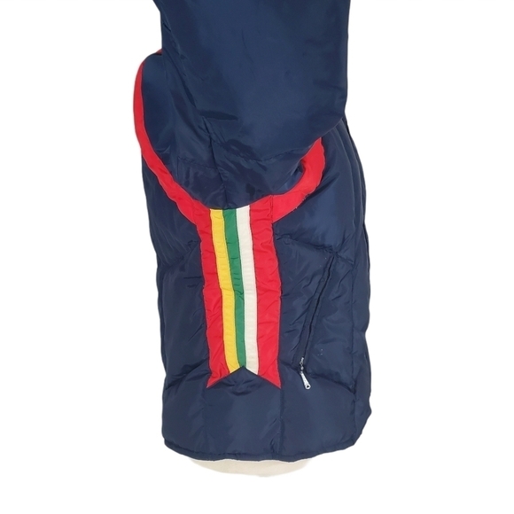 Overseer Blue Rainbow Striped Puffer Ski Coat - Picture 6 of 11